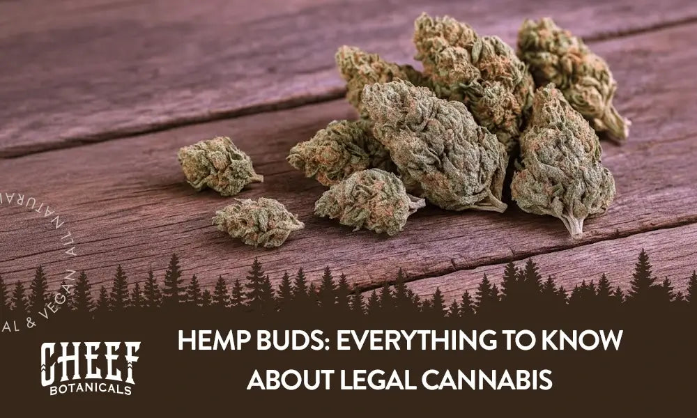 A bunch of hemp buds sitting on a wooden table.