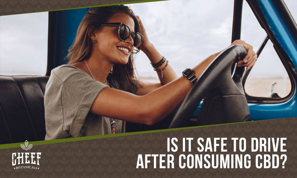 CBD and Driving featured blog image. Shows a woman driving behind the wheel.