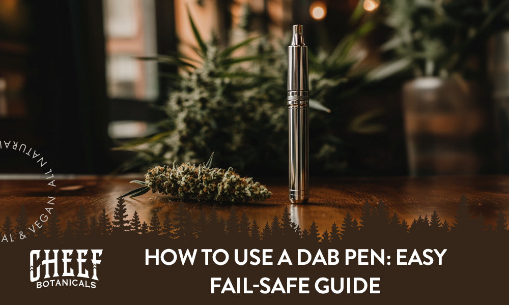 A dab pen sitting on a wooden table with the title "How to use a dab pen".