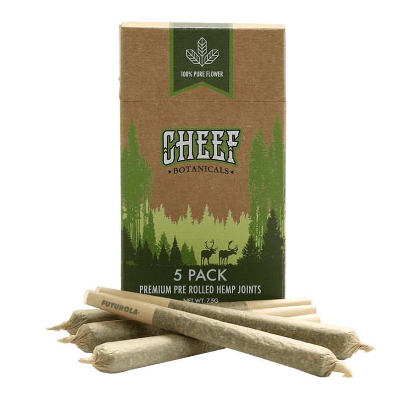 cheef botanicals cbd pre rolls joints front with multiple prerolls