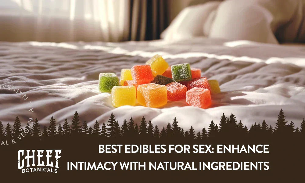 A bunch of cannabis edibles sitting on a bed.