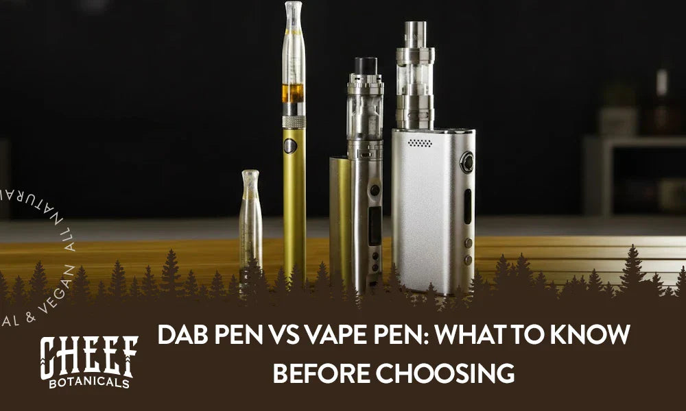 A dab pen next to two vape pens with the title "Dab pen vs vape pen".