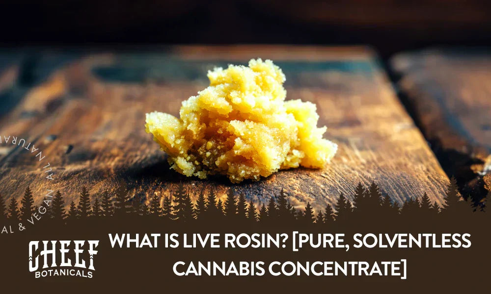 Live rosin sitting on a wooden table with the title "What is Live Rosin".