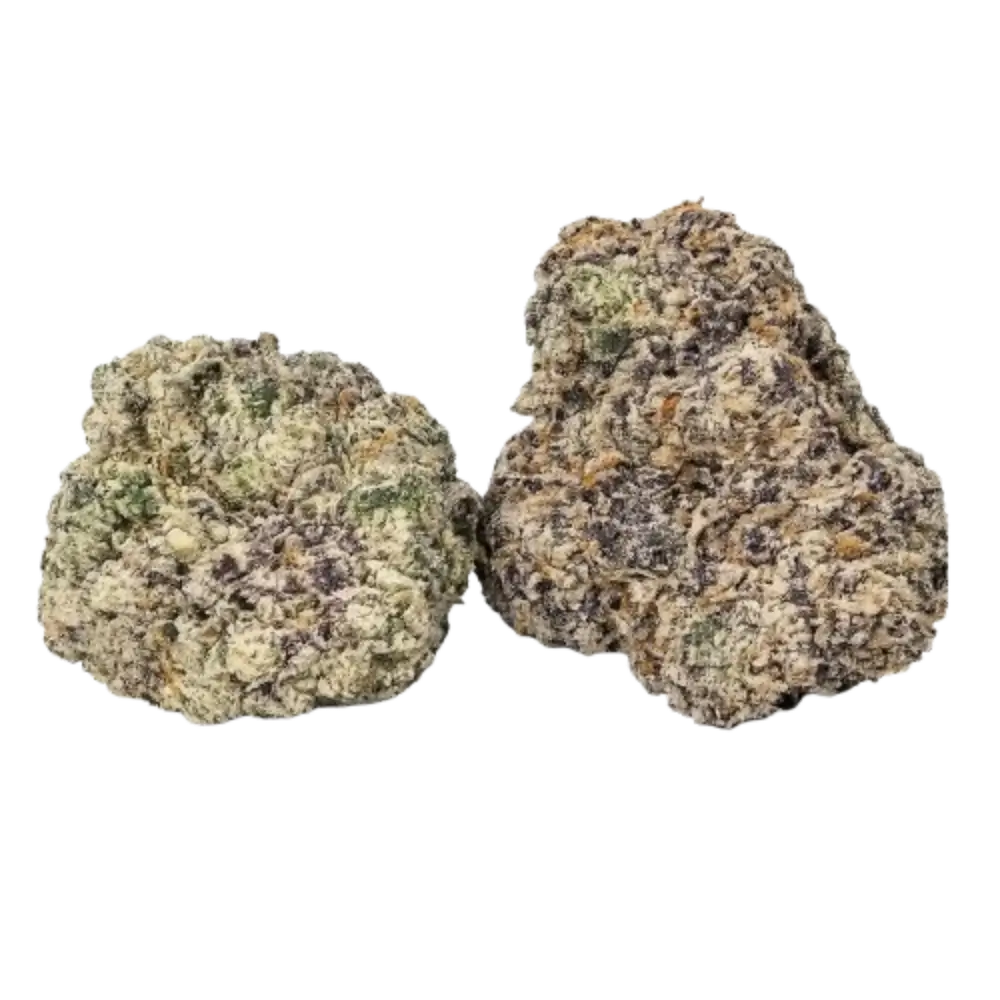 Two clumps of cannabis on a white background