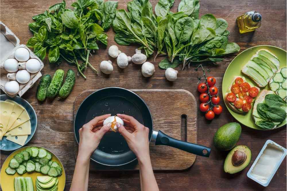 cooking with ingredients around