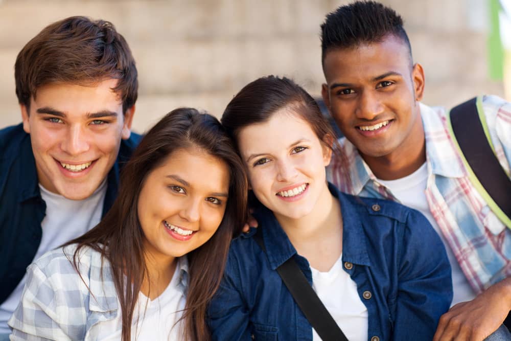 group of teen high school students