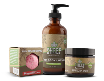 An array of Cheef Botanicals CBD skin care products