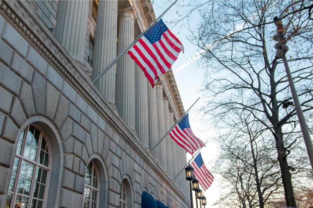 federal building with american flag