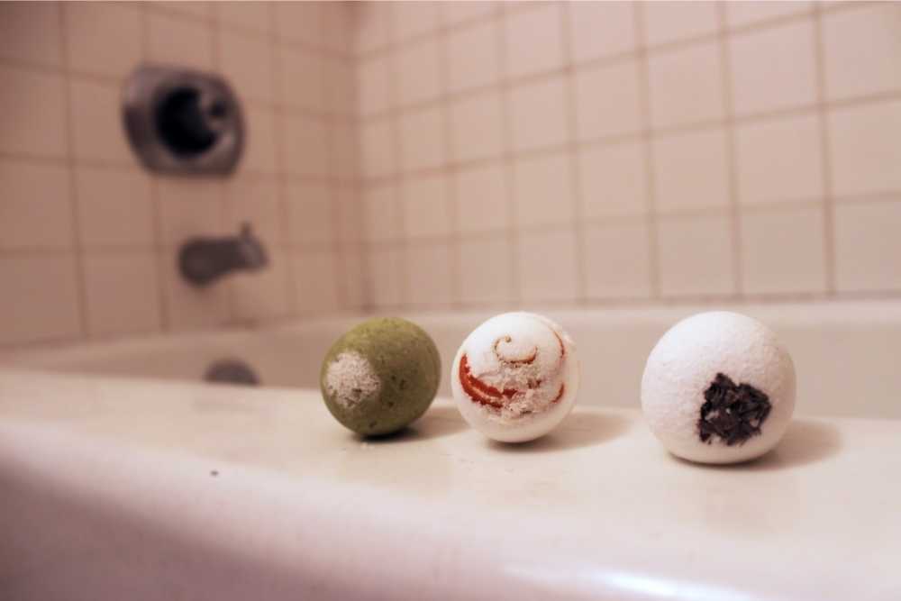 bath bombs on bathtub