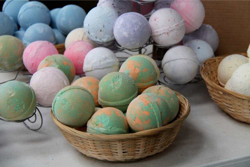 basket full of bath bombs