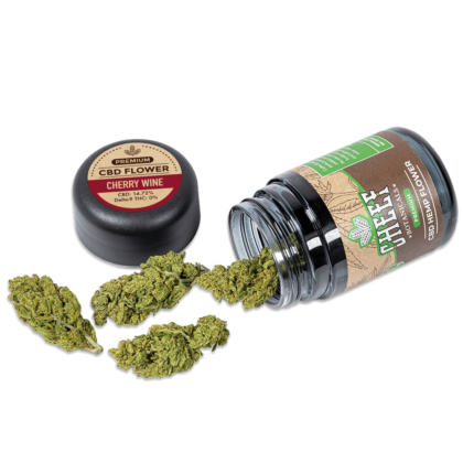 cherry wine CBD jar with flower