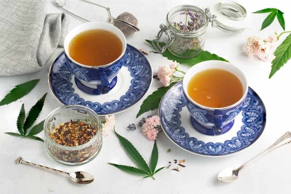 two cups of tea infused with cbd