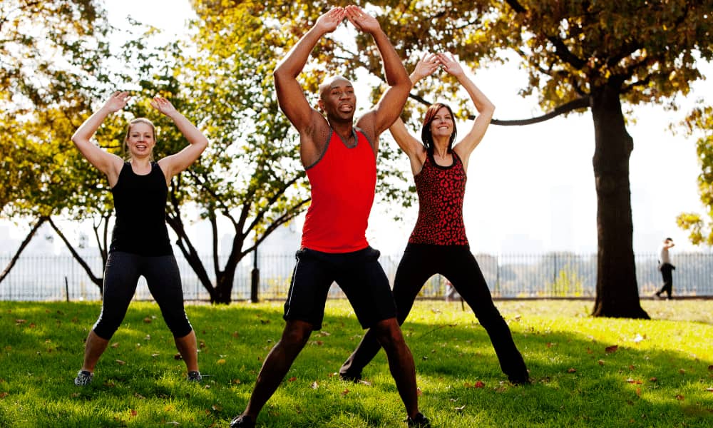 jumping jacks in the park