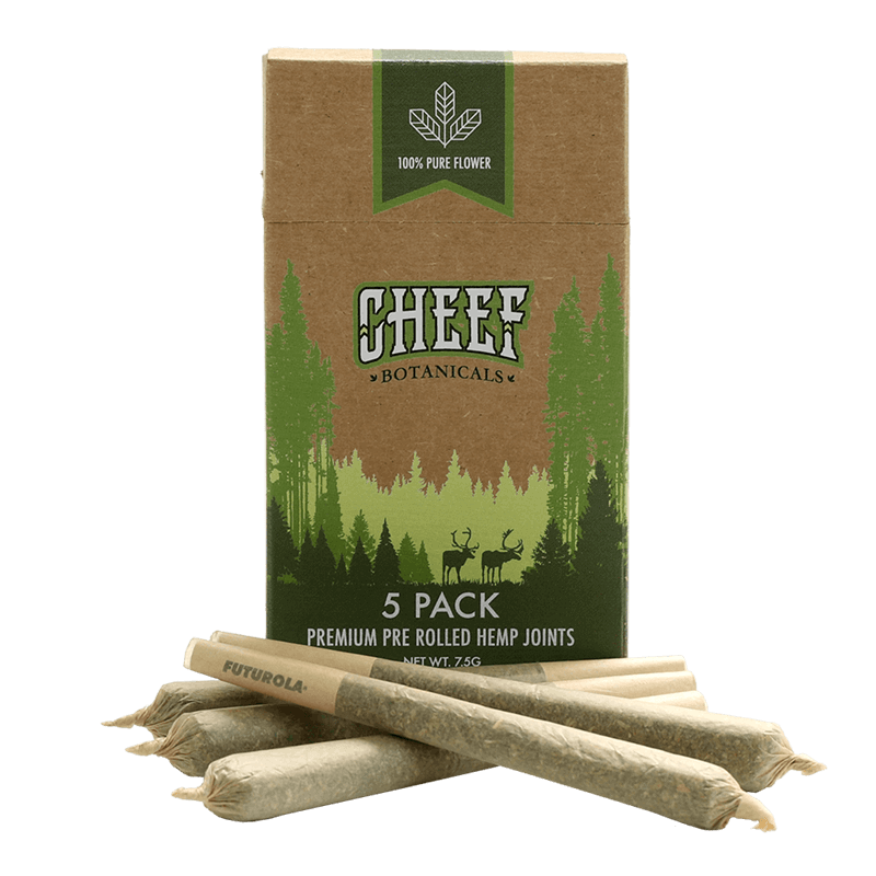 cheef botanicals cbd pre rolls joints front with many preroll