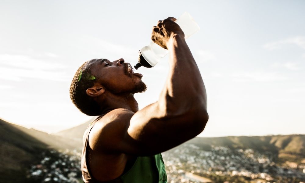 man workout hydrated