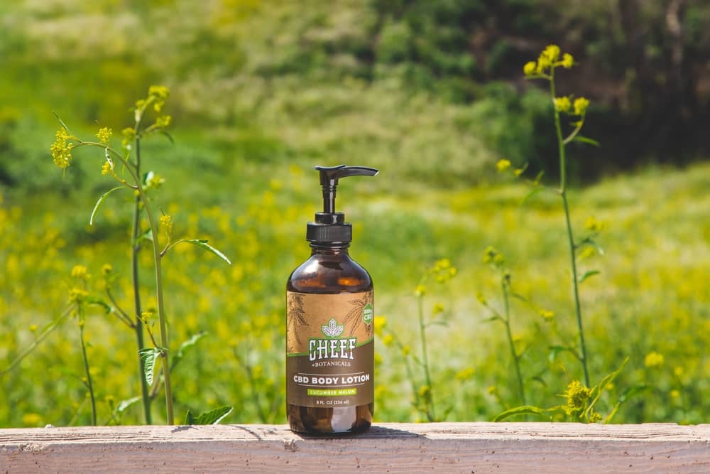 cheef cbd body lotion in field