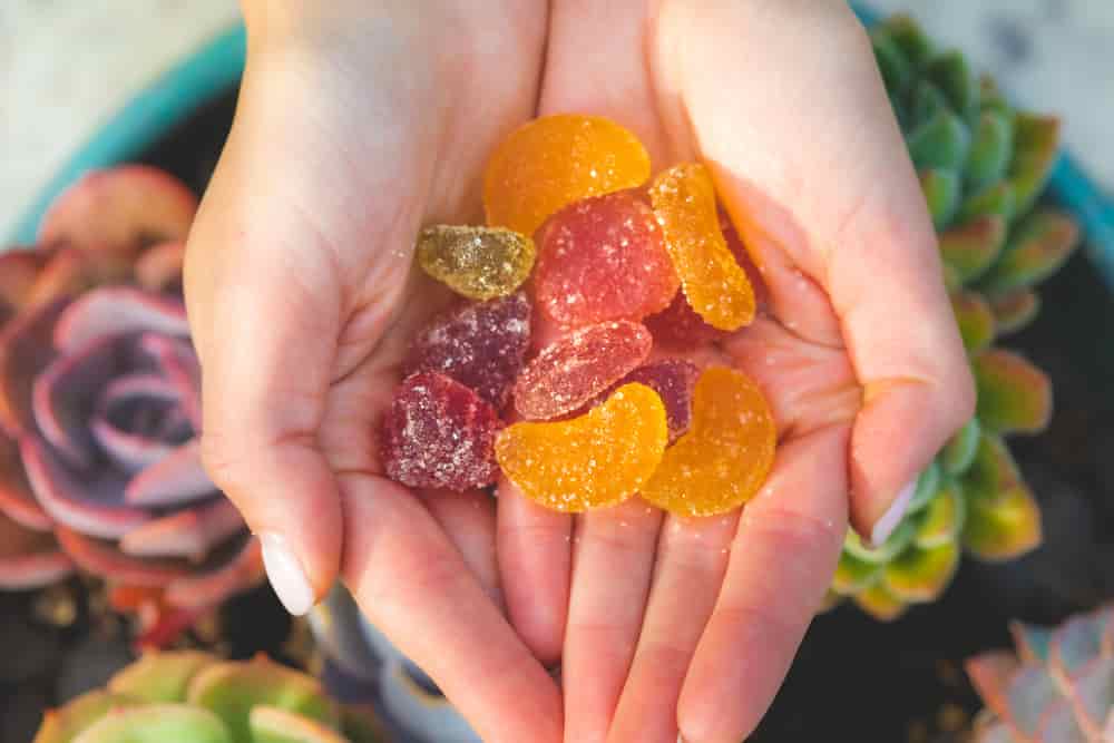 person holding cbd gummies in hand