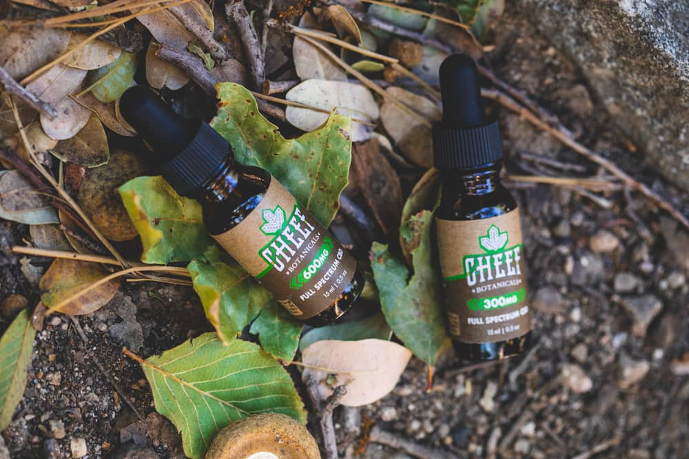 cannabidiol tincture with fall leaves