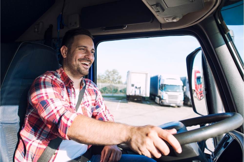 happy truck driver after taking cbd