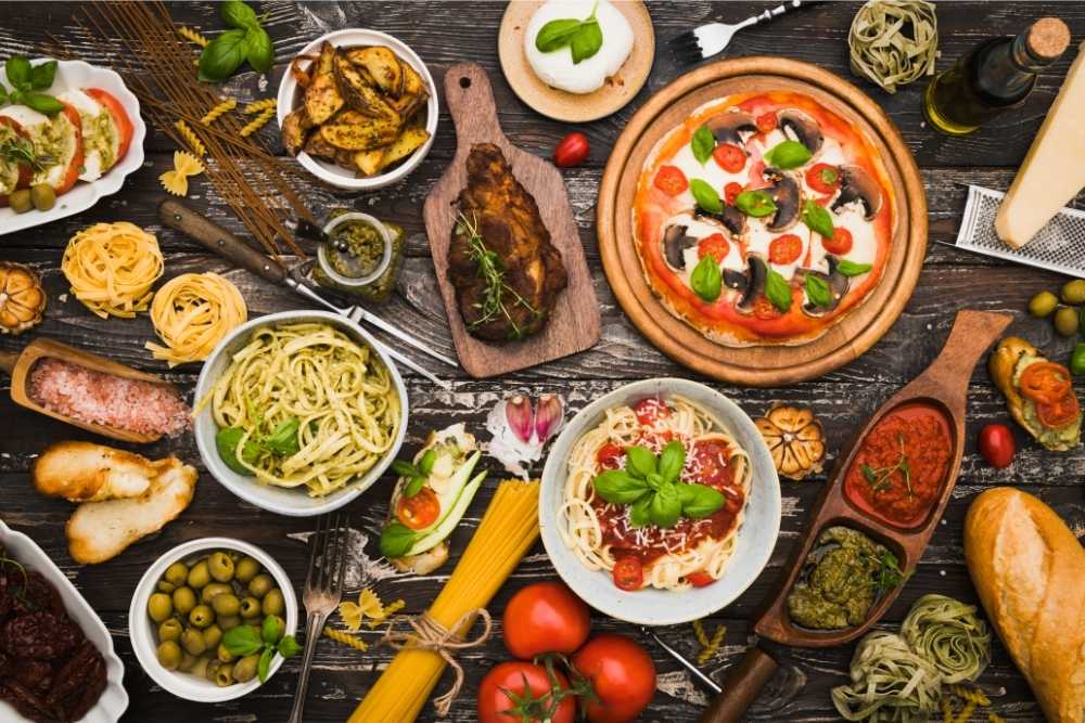 table filled with CBD infused food