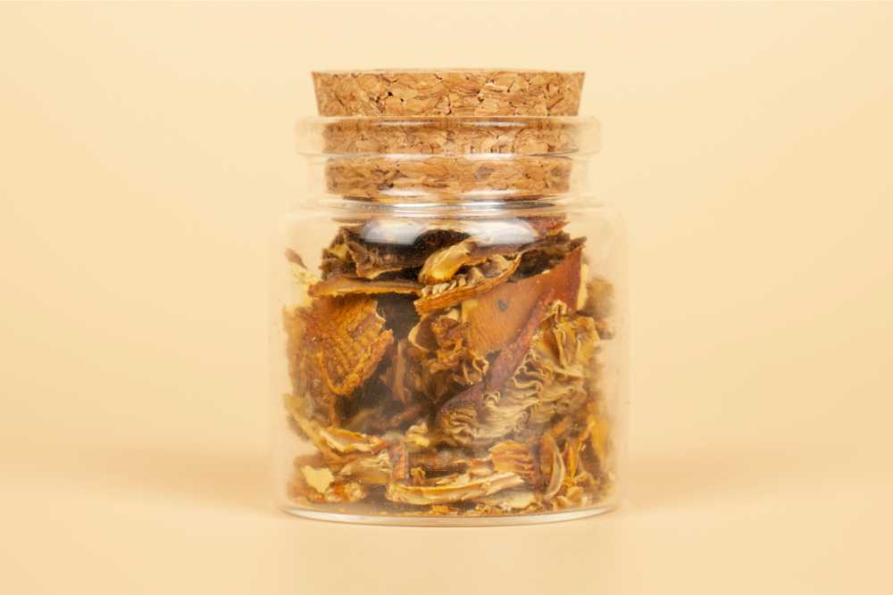 dried amanita muscaria in glass jar for sale